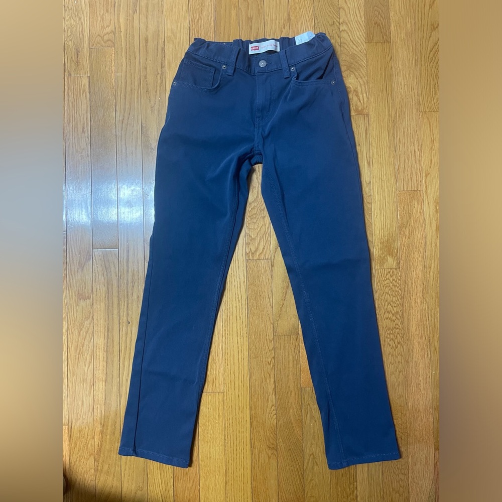 Levi's 512 Slim Taper Fit Wonder Knit Chino Boys Pants Dress‎ Blue Stretch Jeans